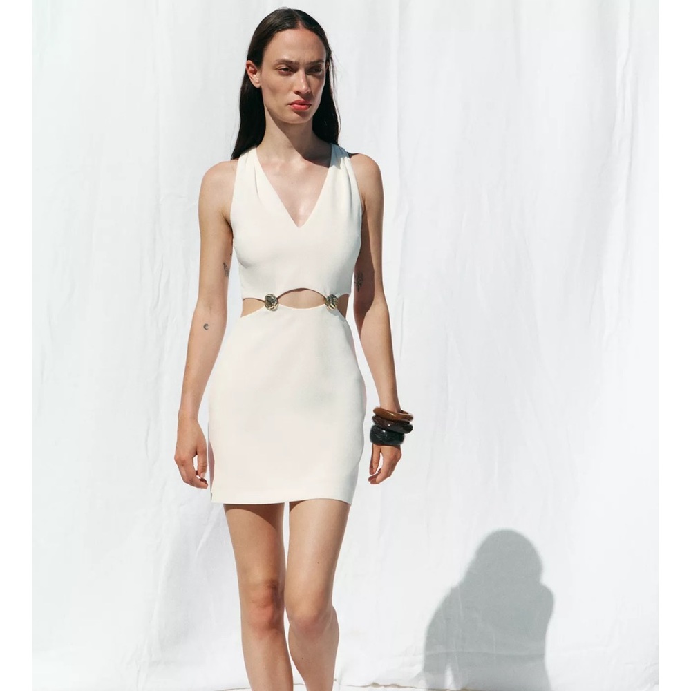 Zara Cream Cutout Mini Dress